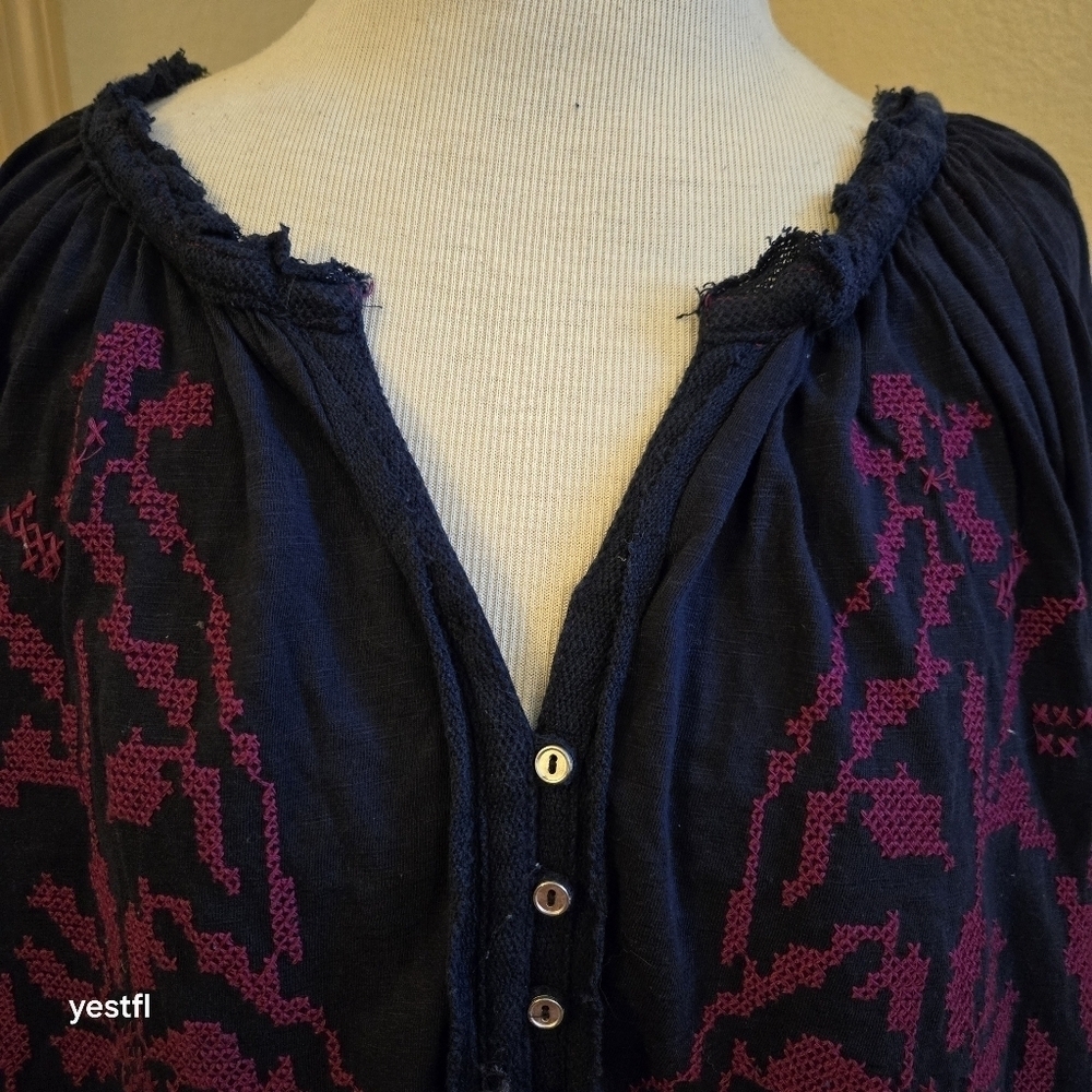 Free People Persuasion Embroidered Oversized Top M - Picture 4 of 7